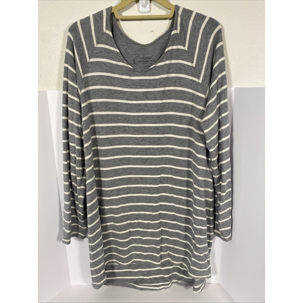 Soma Live Lounge Wear Tunic Gray Stripe Lounge Wear Dress XL R1